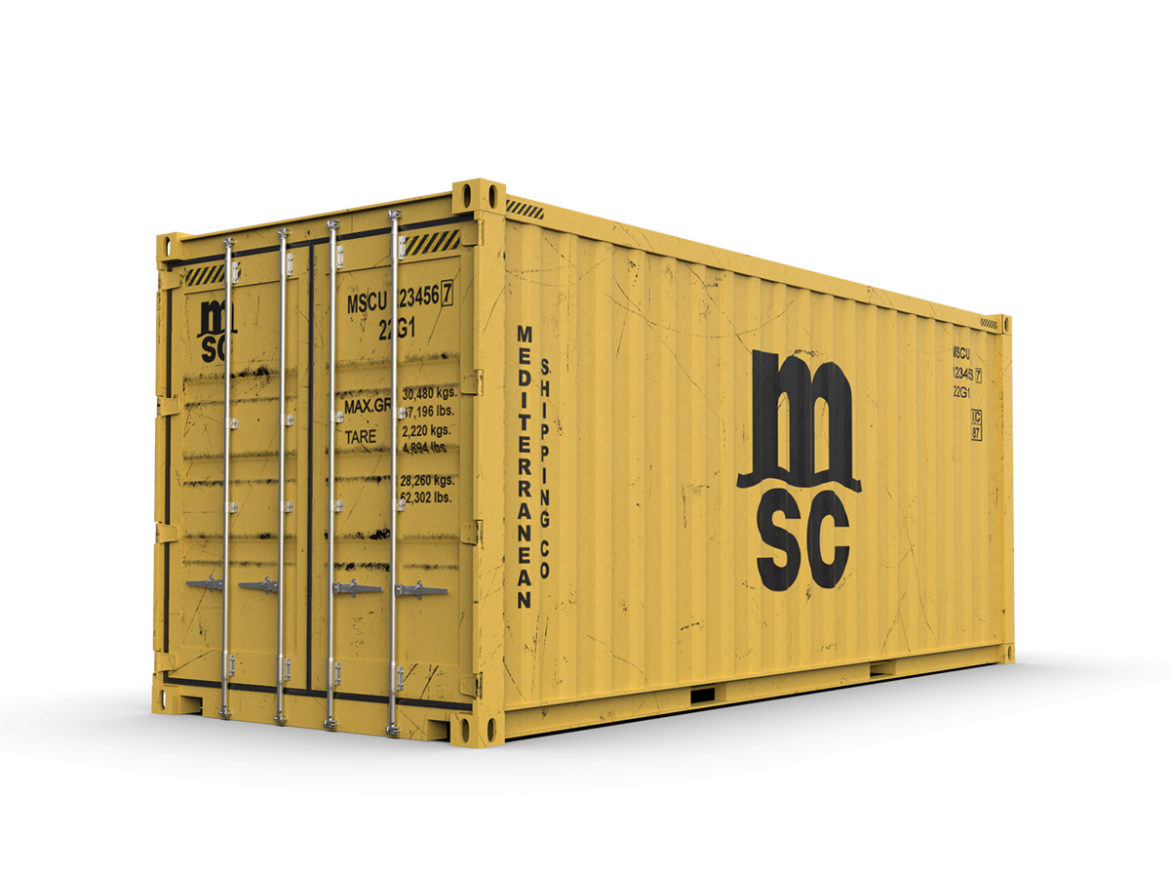 20 feet msc standard shipping container 3d model 3ds max fbx ma mb obj 278382