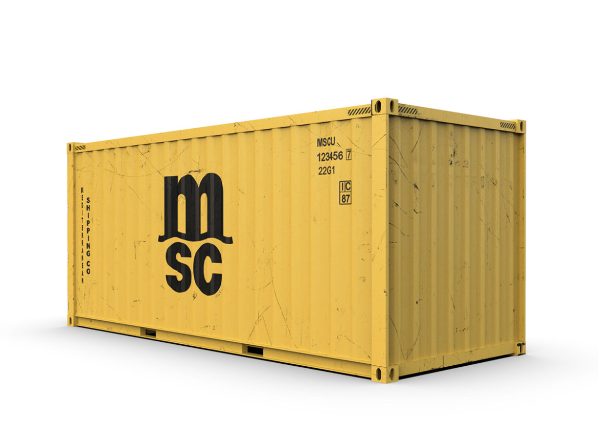 20 feet msc standard shipping container 3d model 3ds max fbx ma mb obj 278383