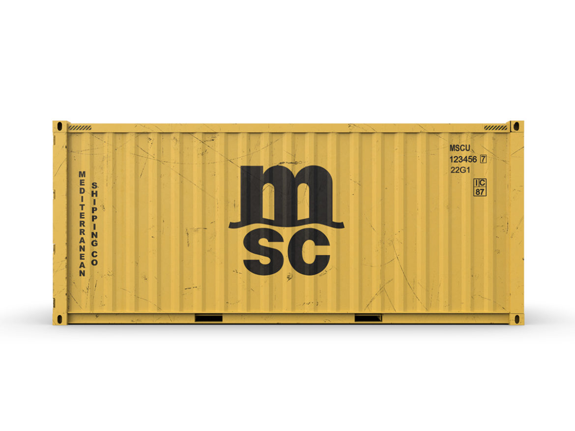 20 feet msc standard shipping container 3d model 3ds max fbx ma mb obj 278384