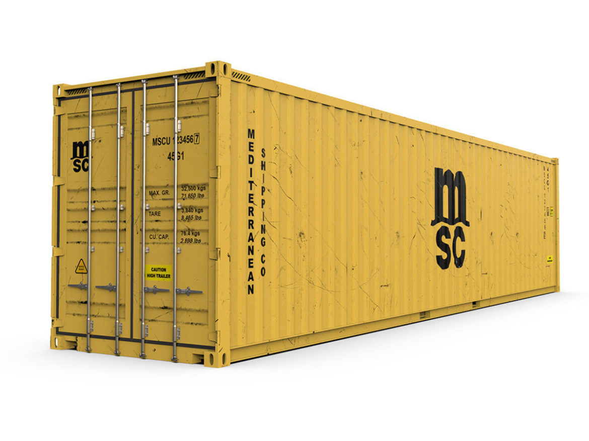 40 feet high cube msc shipping container 3d model 3ds max fbx ma mb obj 278397