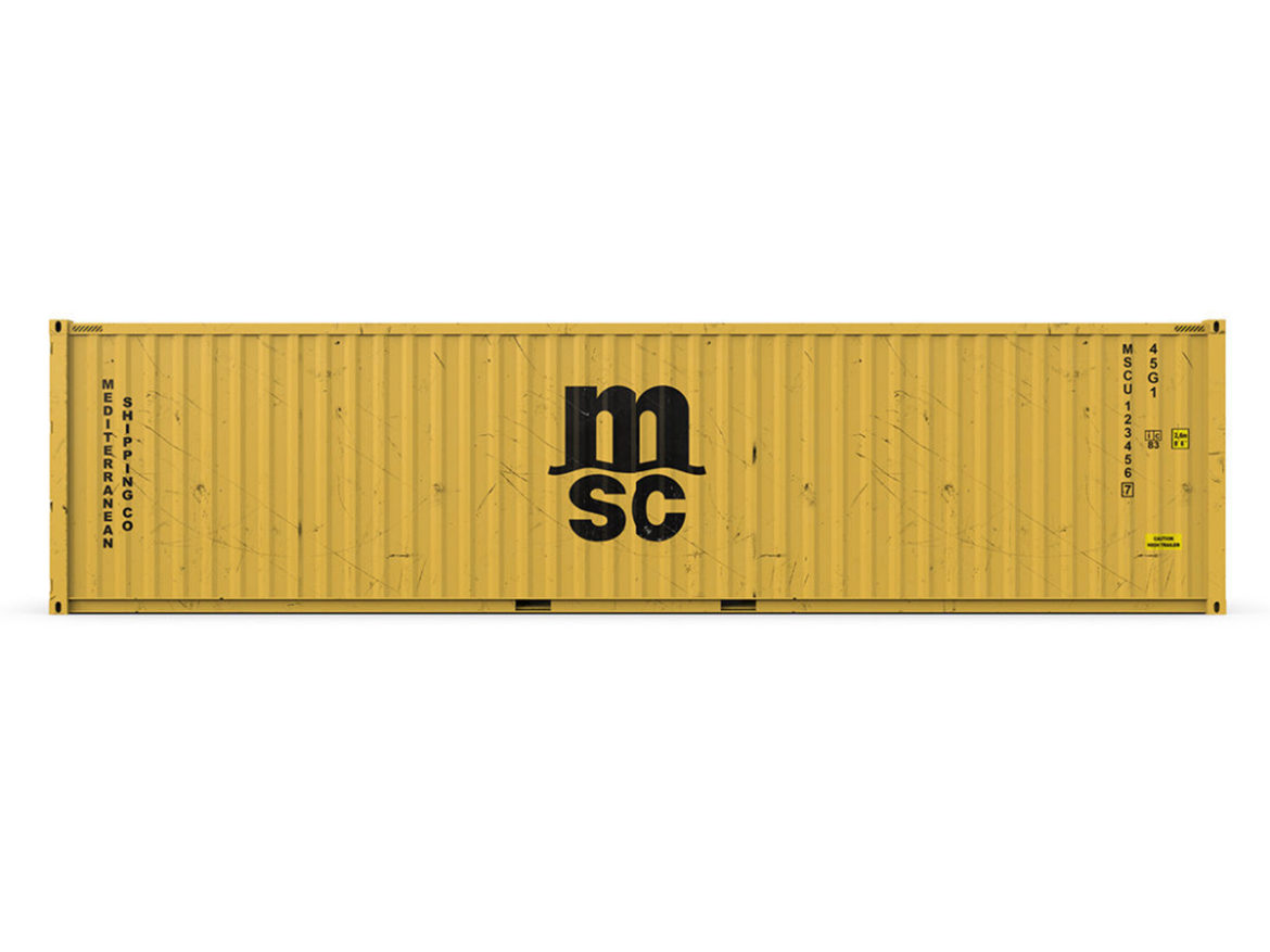 40 feet high cube msc shipping container 3d model 3ds max fbx ma mb obj 278398