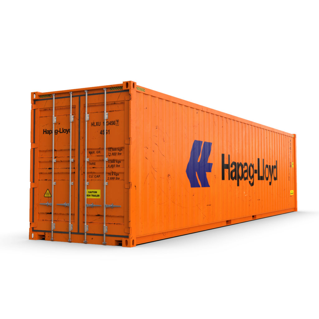 40 feet High Cube Hapag Lloyd shipping container 3D Model FlatPyramid