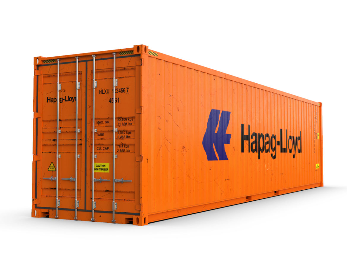 40 feet high cube hapag lloyd shipping container 3d model max fbx ma mb texture obj 278419
