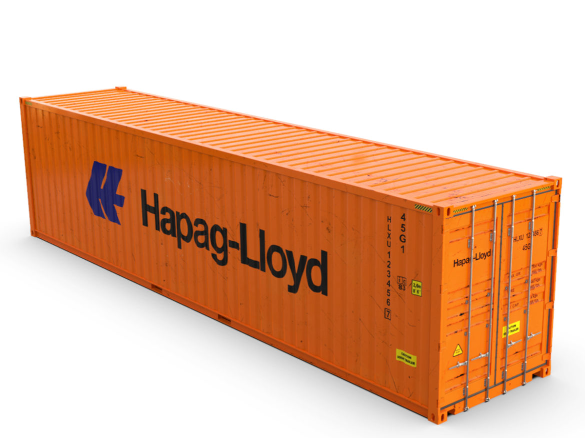 40 feet high cube hapag lloyd shipping container 3d model max fbx ma mb texture obj 278420