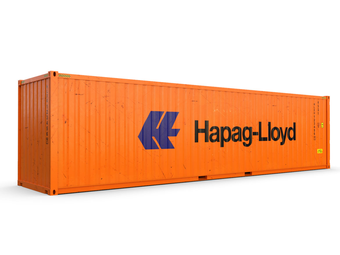 40 feet high cube hapag lloyd shipping container 3d model max fbx ma mb texture obj 278421