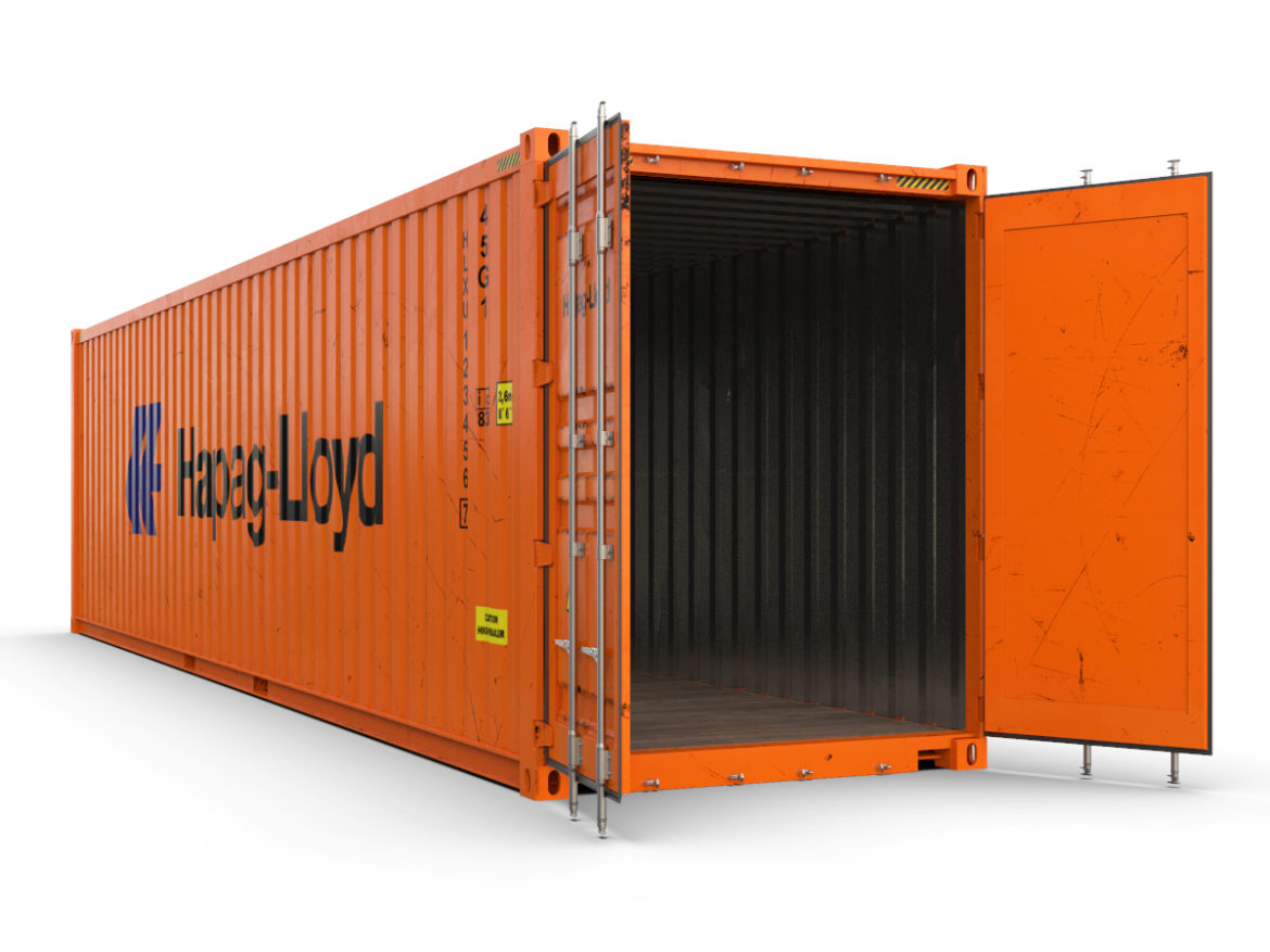 40 feet high cube hapag lloyd shipping container 3d model max fbx ma mb texture obj 278422