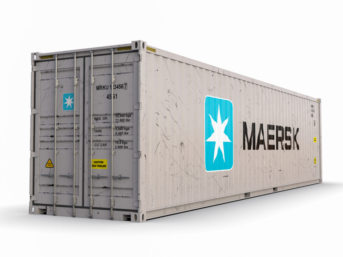 40 feet high cube maersk shipping container 3d model max fbx ma mb texture obj 278426