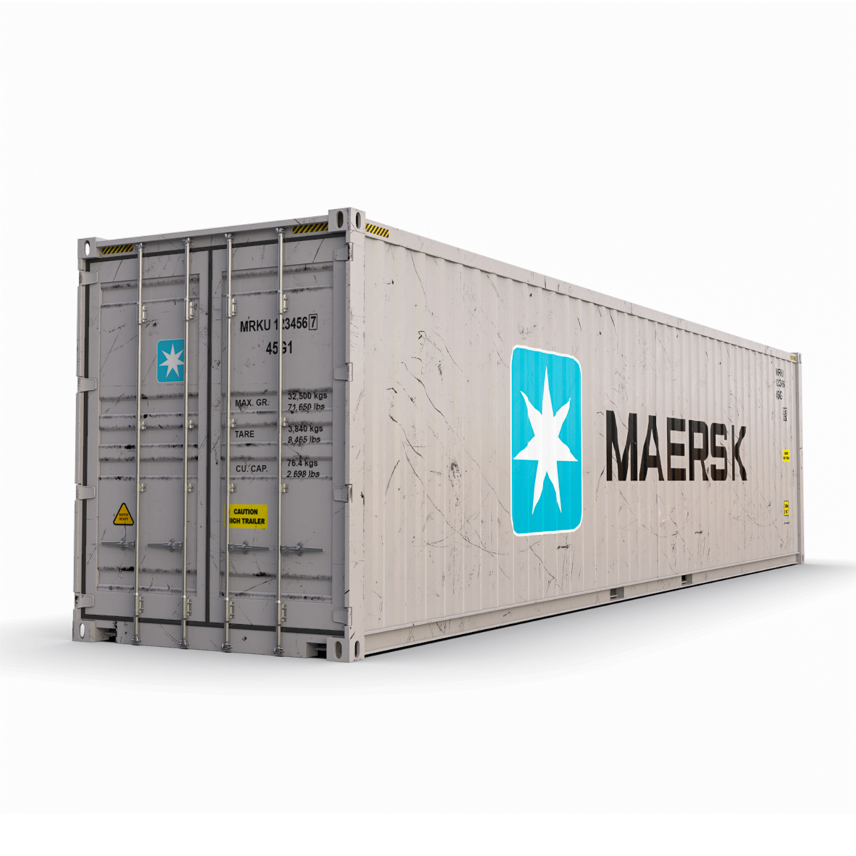 40 feet high cube maersk shipping container 3d model max fbx ma mb texture obj 278426