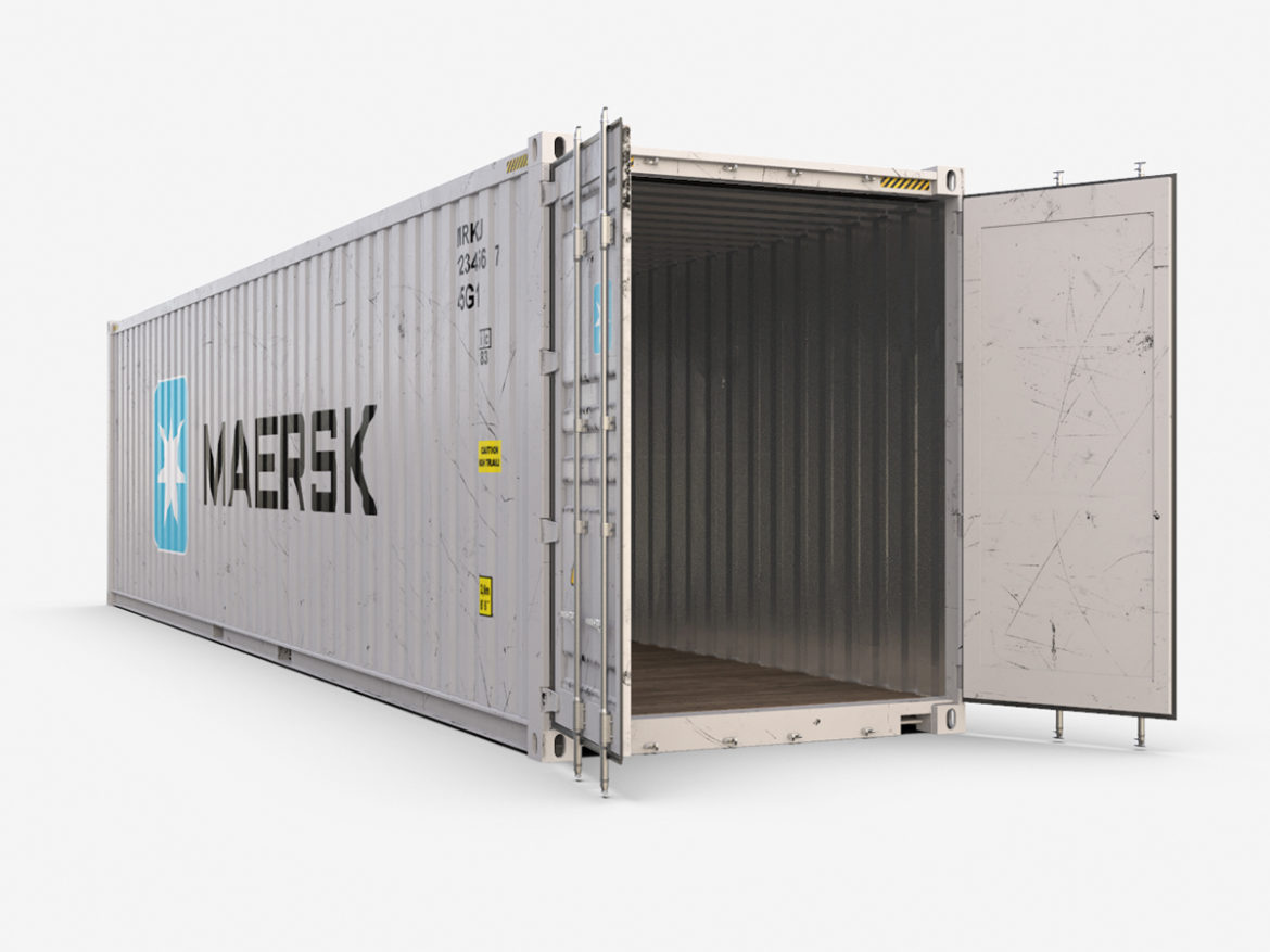 40 feet high cube maersk shipping container 3d model max fbx ma mb texture obj 278427
