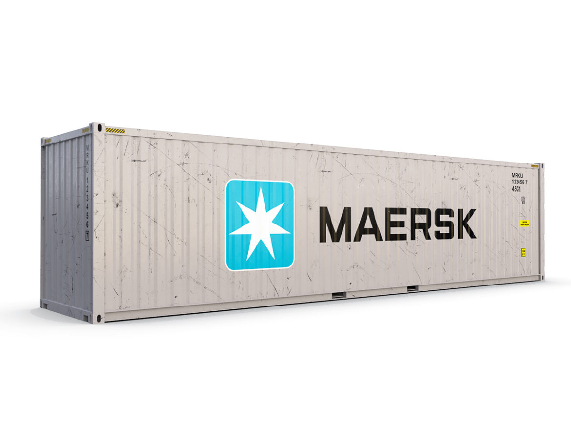 40 feet high cube maersk shipping container 3d model max fbx ma mb texture obj 278428