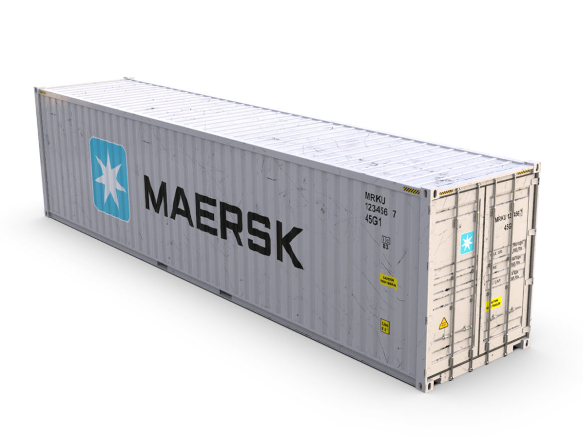 40 feet high cube maersk shipping container 3d model max fbx ma mb texture obj 278429