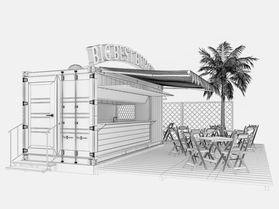 shipping container food stand 3d model max fbx ma mb texture obj 278564
