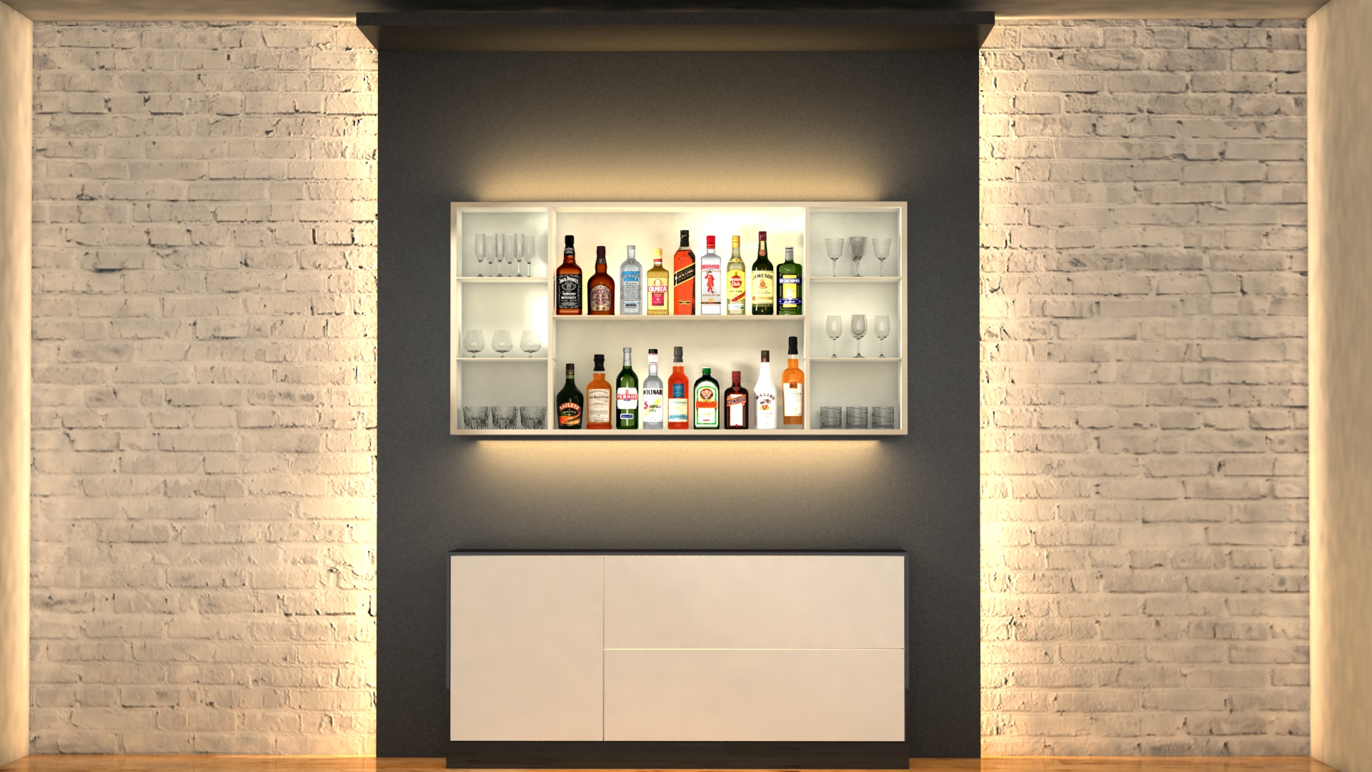 Liquor Bottles With Bar Unit Interior Vr Ar Ready 3d Model Liquor Bottles With Bar Unit Interior Vr Ar Ready 3d Model 3ds Max