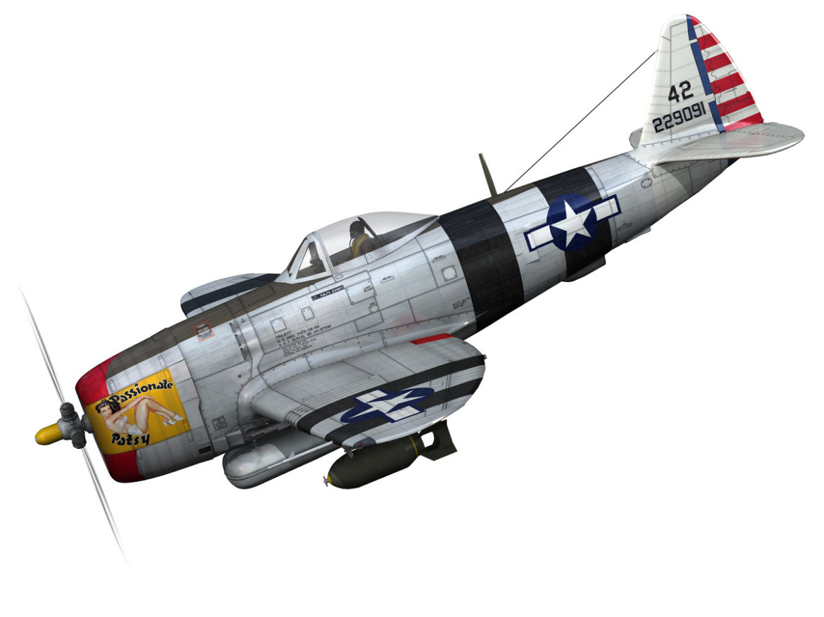 republic p-47 thunderbolt – passionate patsy 3d model fbx lwo lw lws obj c4d 279741
