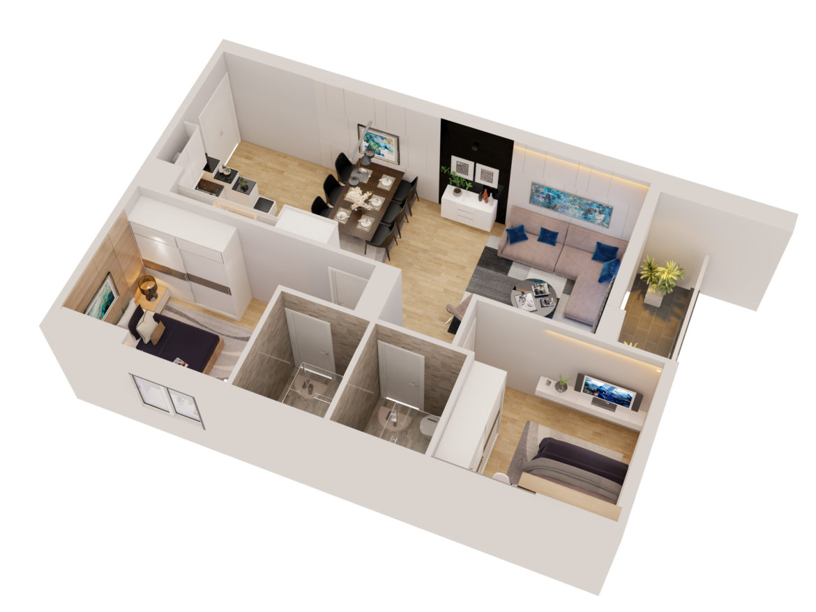 cutaway apartment full furnitures modern design 3d model max 279954