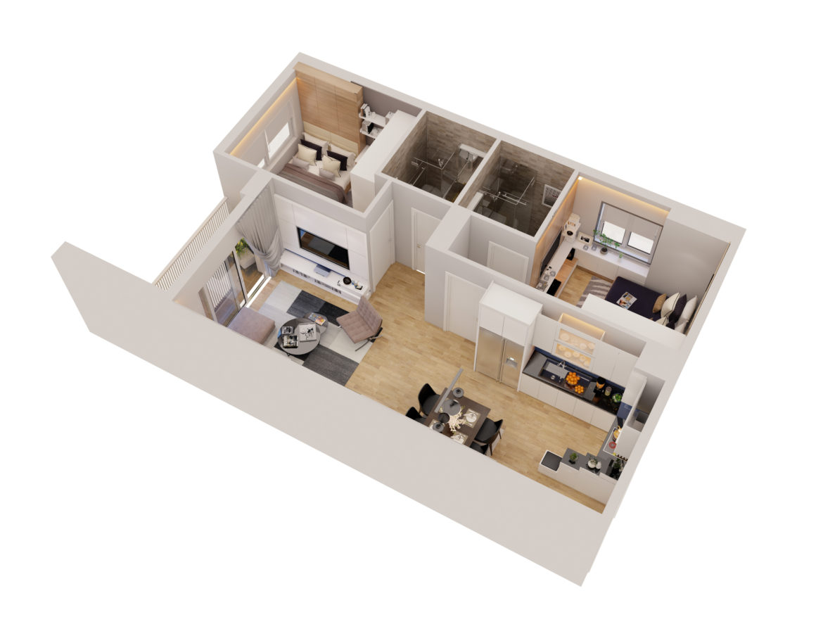 cutaway apartment full furnitures modern design 3d model max 279955