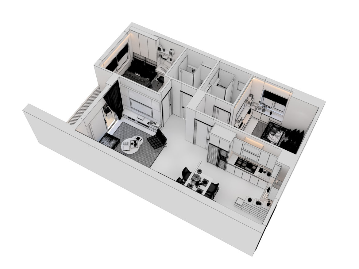 cutaway apartment full furnitures modern design 3d model max 279966