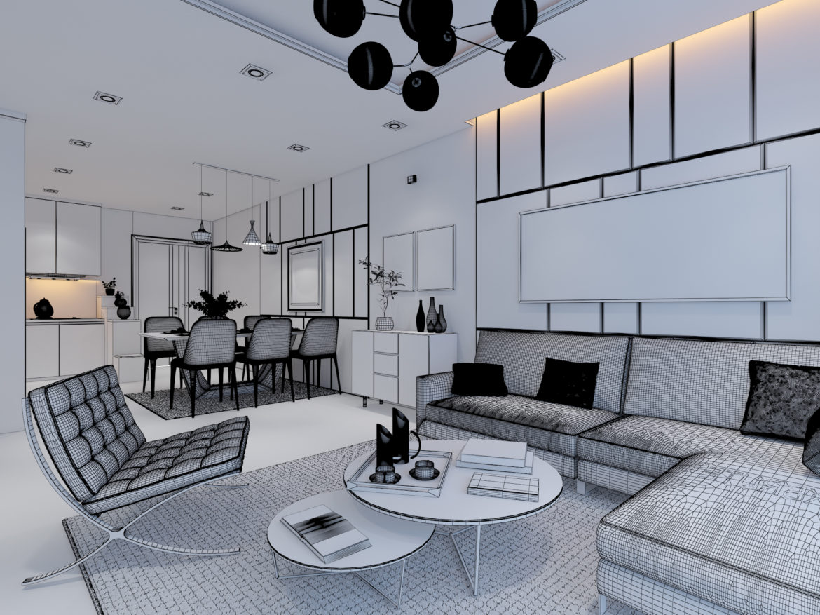 cutaway apartment full furnitures modern design 3d model max 279967
