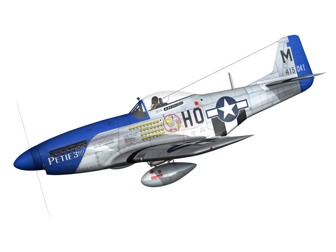 north american p-51d mustang – petie 3rd 3d model fbx c4d lwo obj 280128