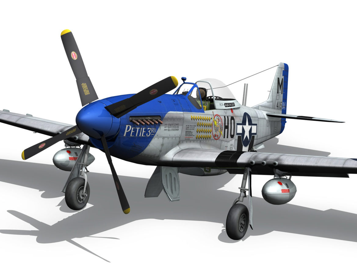 north american p-51d mustang – petie 3rd 3d model fbx c4d lwo obj 280135