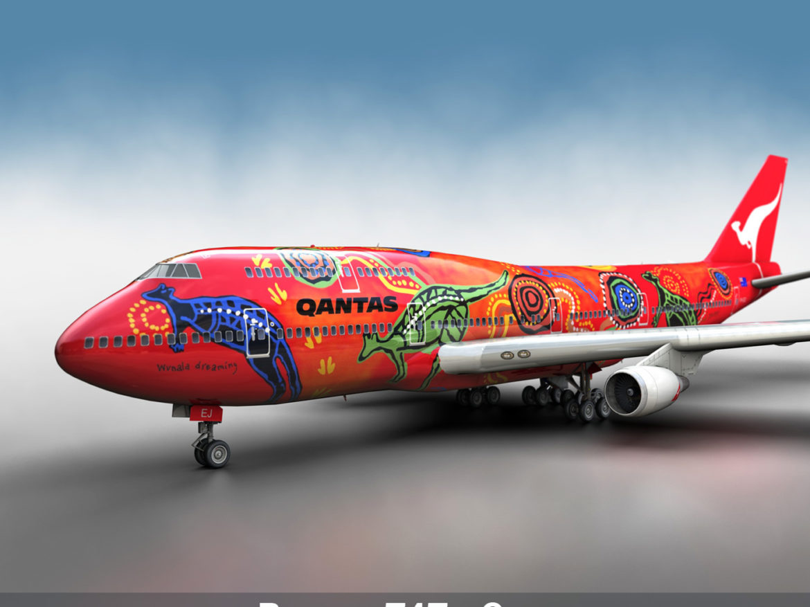 boeing 747 qantas wunala dreaming 3d model 3ds fbx c4d lwo obj 281781