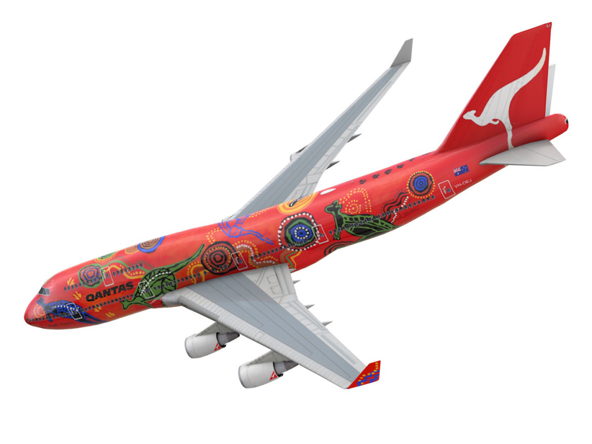 boeing 747 qantas wunala dreaming 3d model 3ds fbx c4d lwo obj 281783