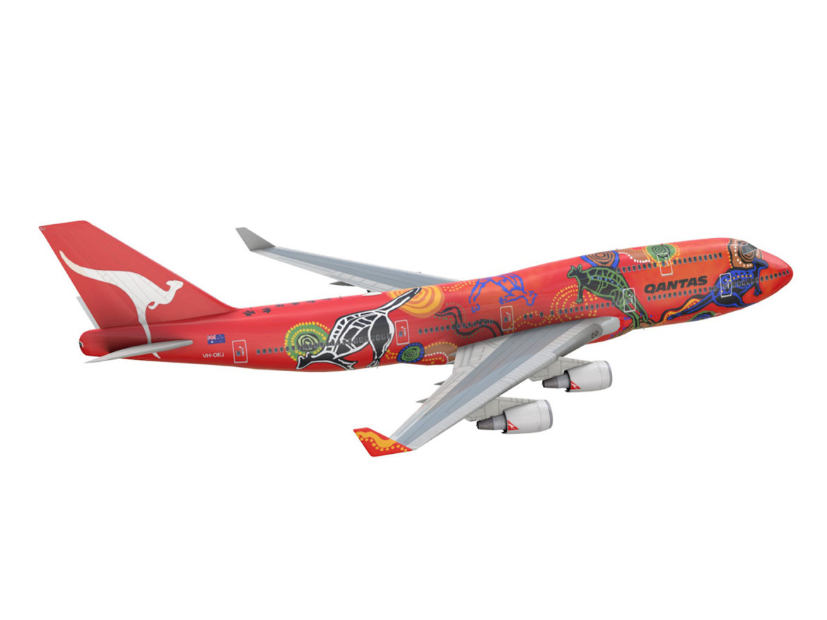 boeing 747 qantas wunala dreaming 3d model 3ds fbx c4d lwo obj 281785