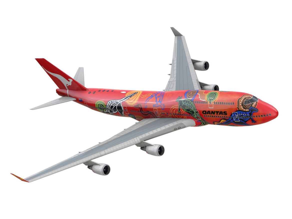 boeing 747 qantas wunala dreaming 3d model 3ds fbx c4d lwo obj 281786