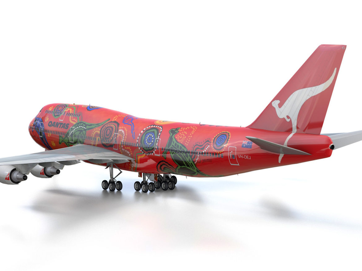 boeing 747 qantas wunala dreaming 3d model 3ds fbx c4d lwo obj 281790