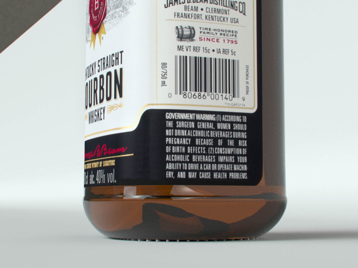 jim beam original bottle with new edition labels 3d model max fbx texture obj 282187