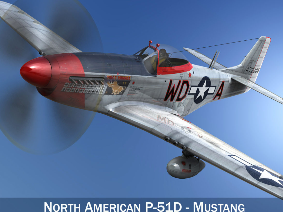 north american p-51d – ridge runner iii 3d model fbx c4d lwo obj 282363