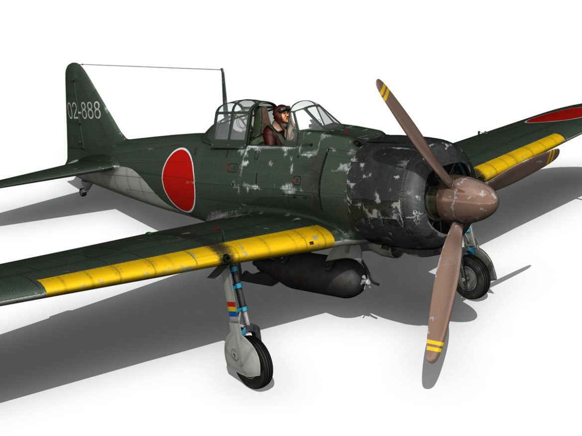 mitsubishi a6m2 sen baku – kamikaze unit 3d model fbx c4d lwo obj 282583