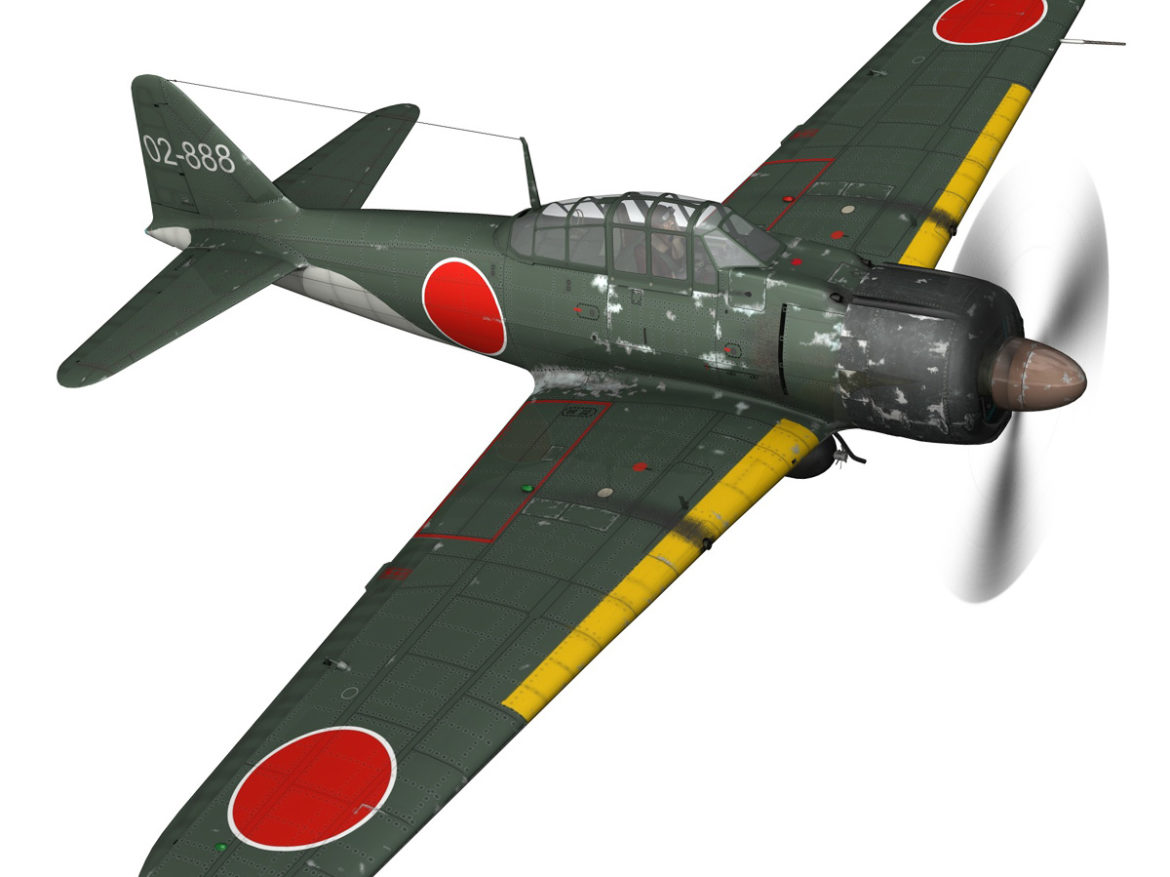 mitsubishi a6m2 sen baku – kamikaze unit 3d model fbx c4d lwo obj 282587