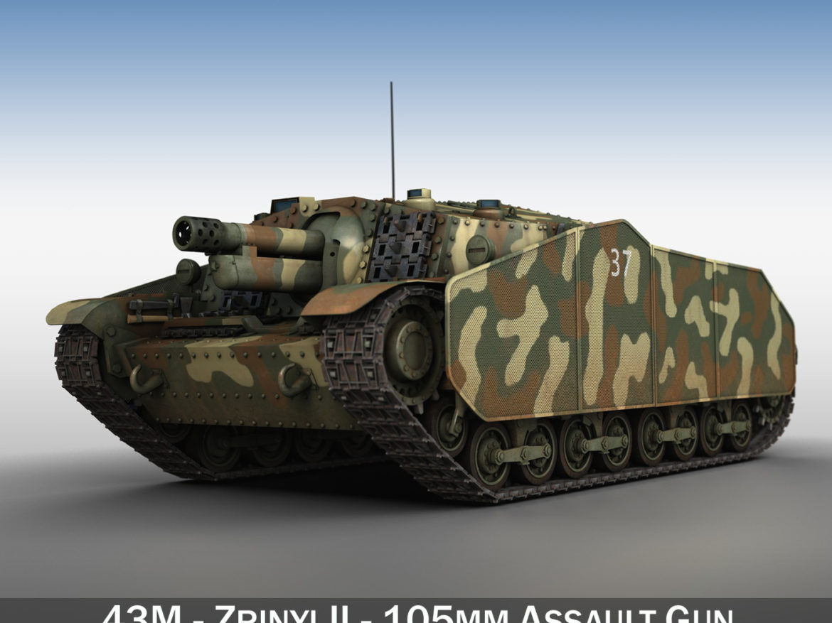 43m zrinyi ii – assault gun – 3rd battery 37 3d model 3ds fbx c4d lwo obj 282622