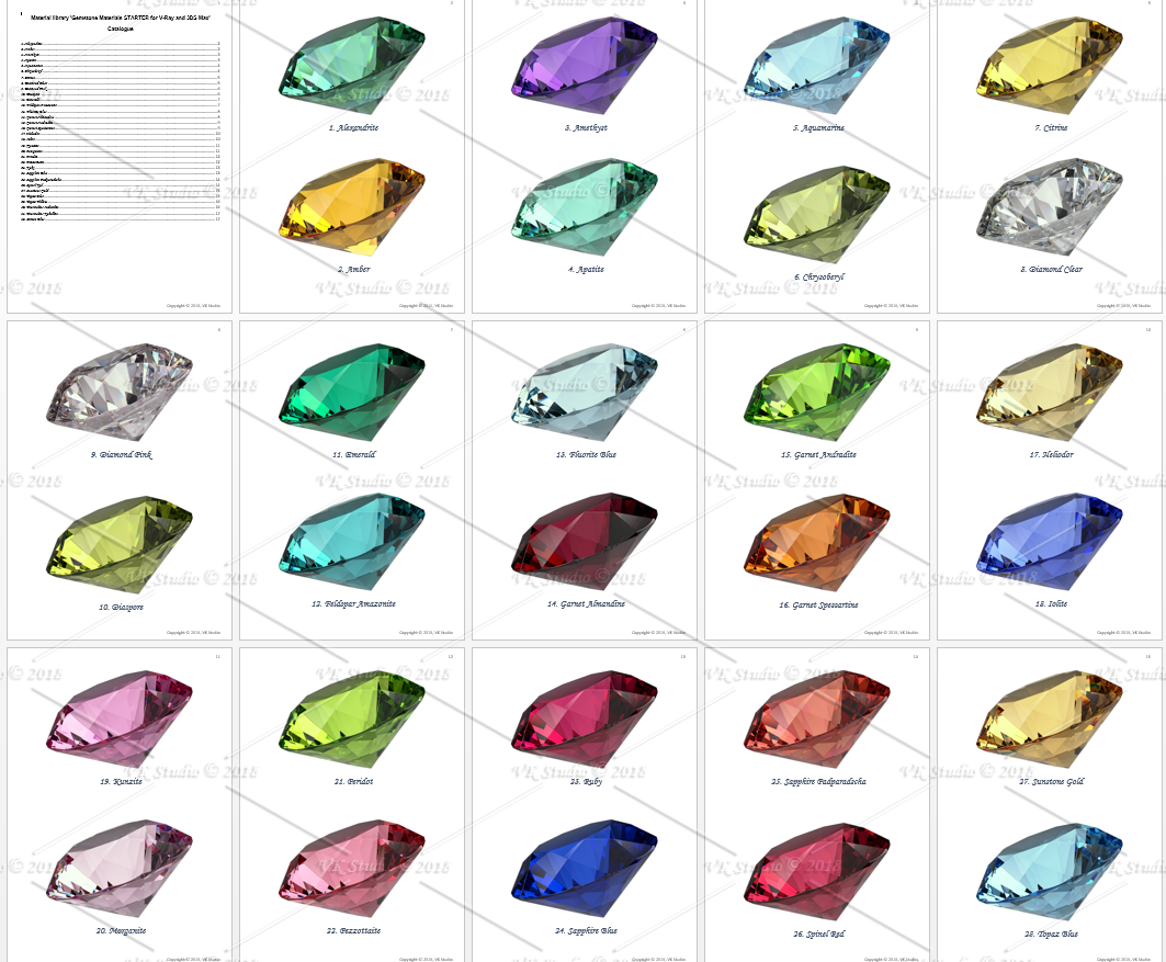 gemstone materials starter for v-ray and 3ds max 3d model max  283383
