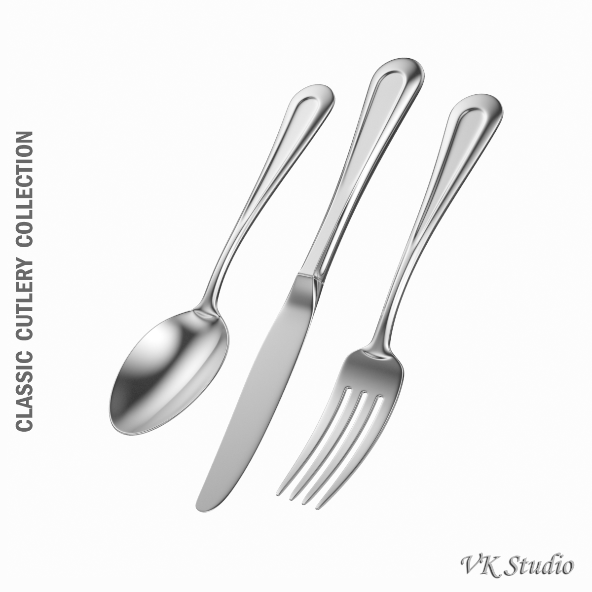 table dinner knife, fork, spoon classic cutlery 3d model 3ds max fbx c4d ma mb  obj 284624