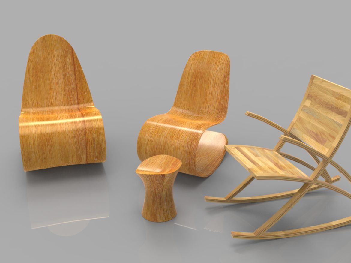 rocking wooden chair collection 3d model max fbx ma mb obj 286169