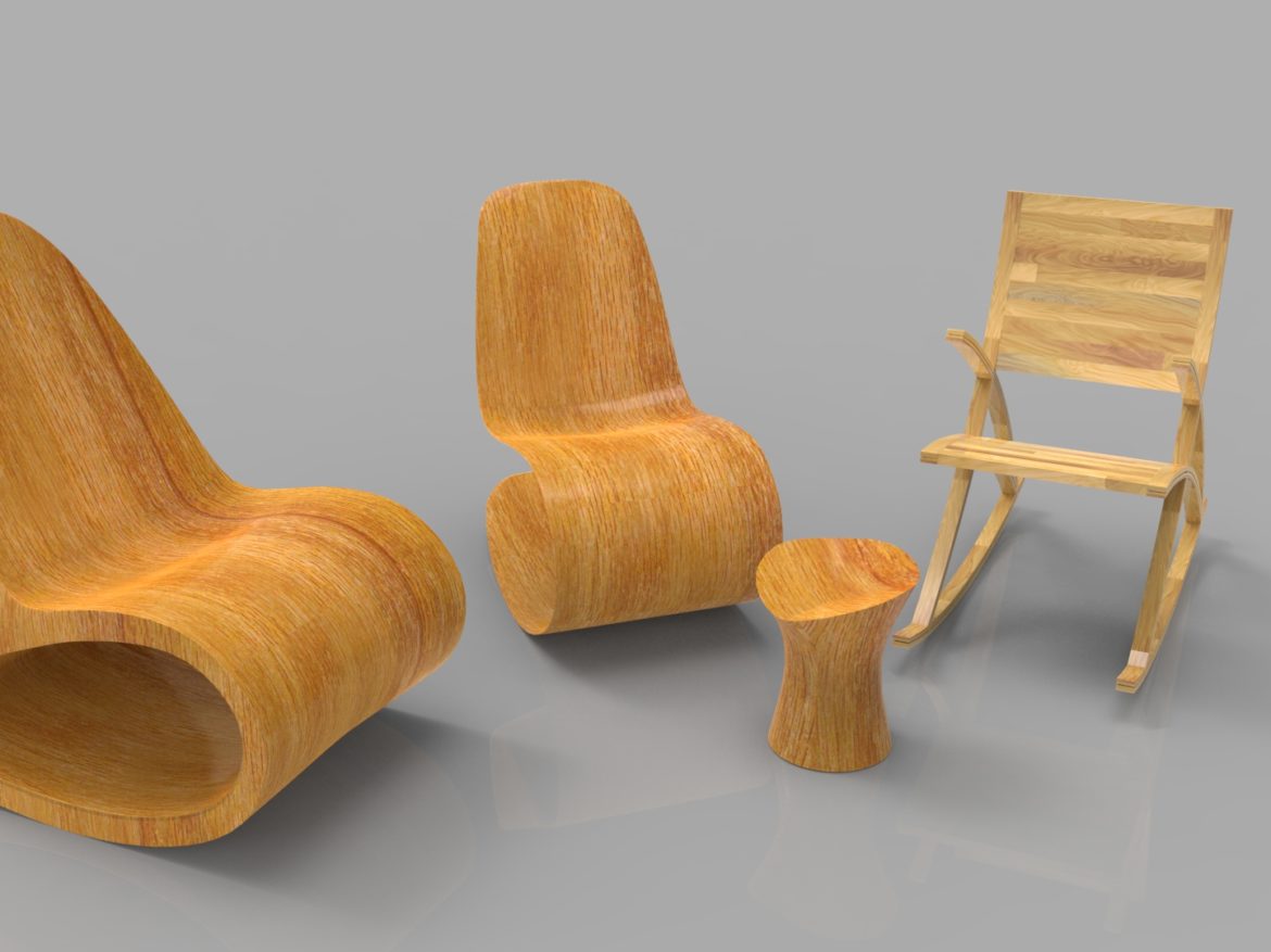 rocking wooden chair collection 3d model max fbx ma mb obj 286170