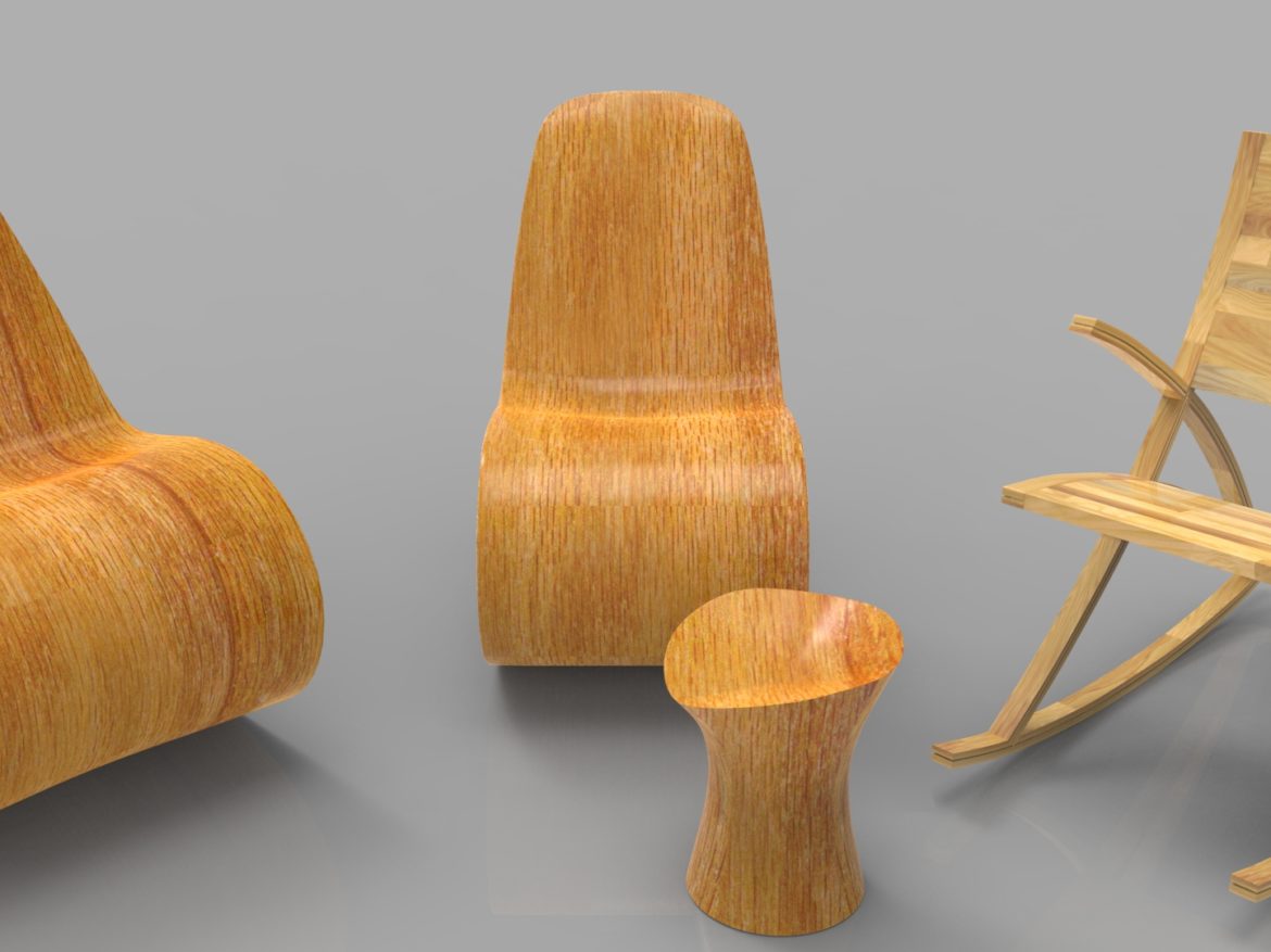 rocking wooden chair collection 3d model max fbx ma mb obj 286171