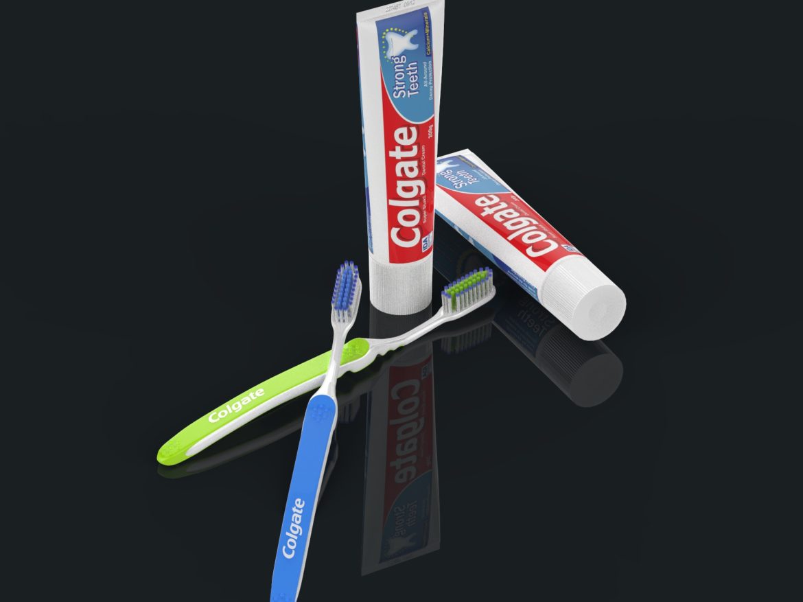 toothbrush with toothpaste 3d model max fbx ma mb obj 286203
