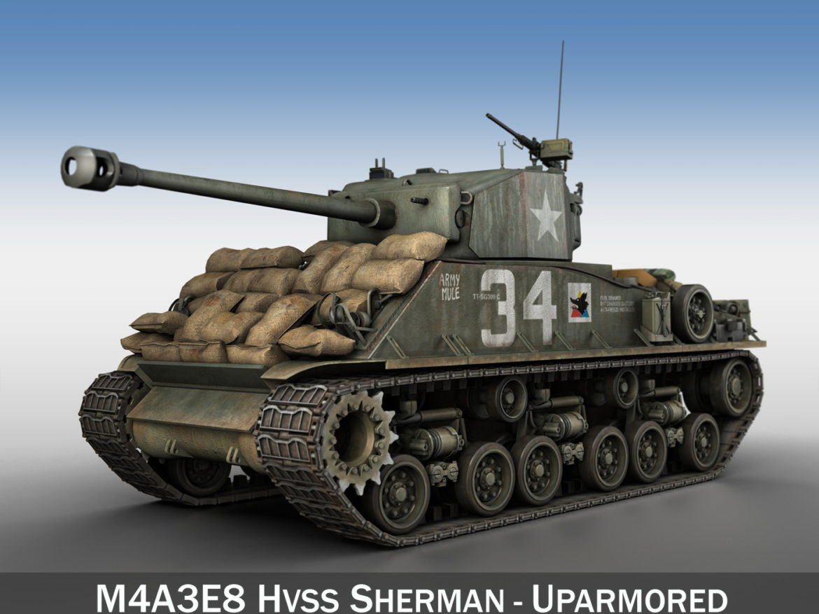 m4a3e8 hvss sherman – army mule 3d model 3ds fbx c4d lwo obj 292643