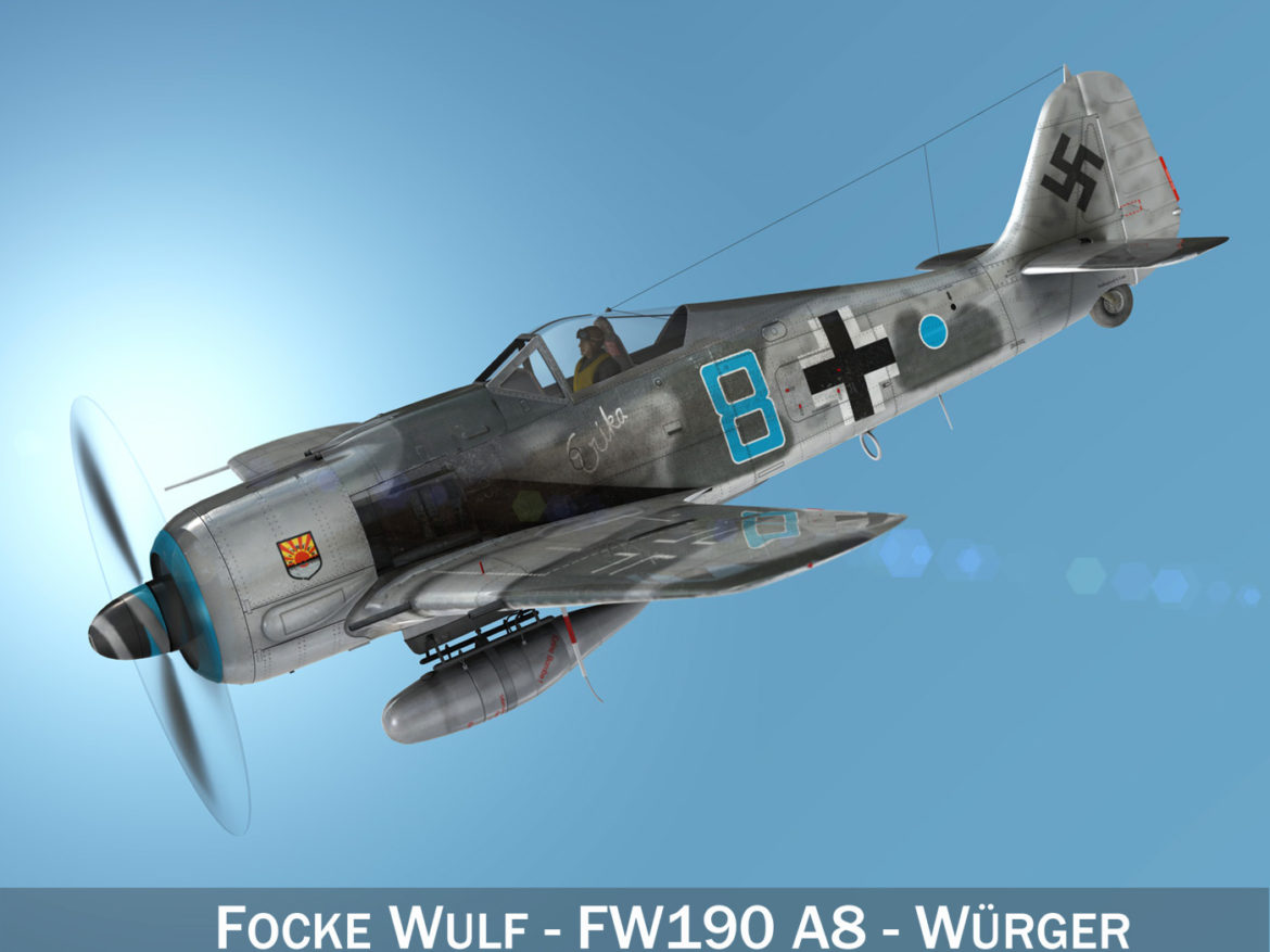 focke wulf – fw190 a8 – blue 8 3d model 3ds fbx c4d lwo obj 293542