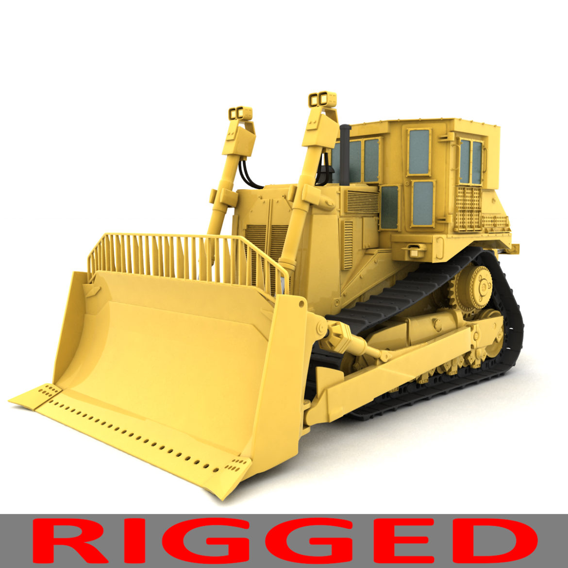 rigged bulldozer 3d model 3ds max fbx obj 293812