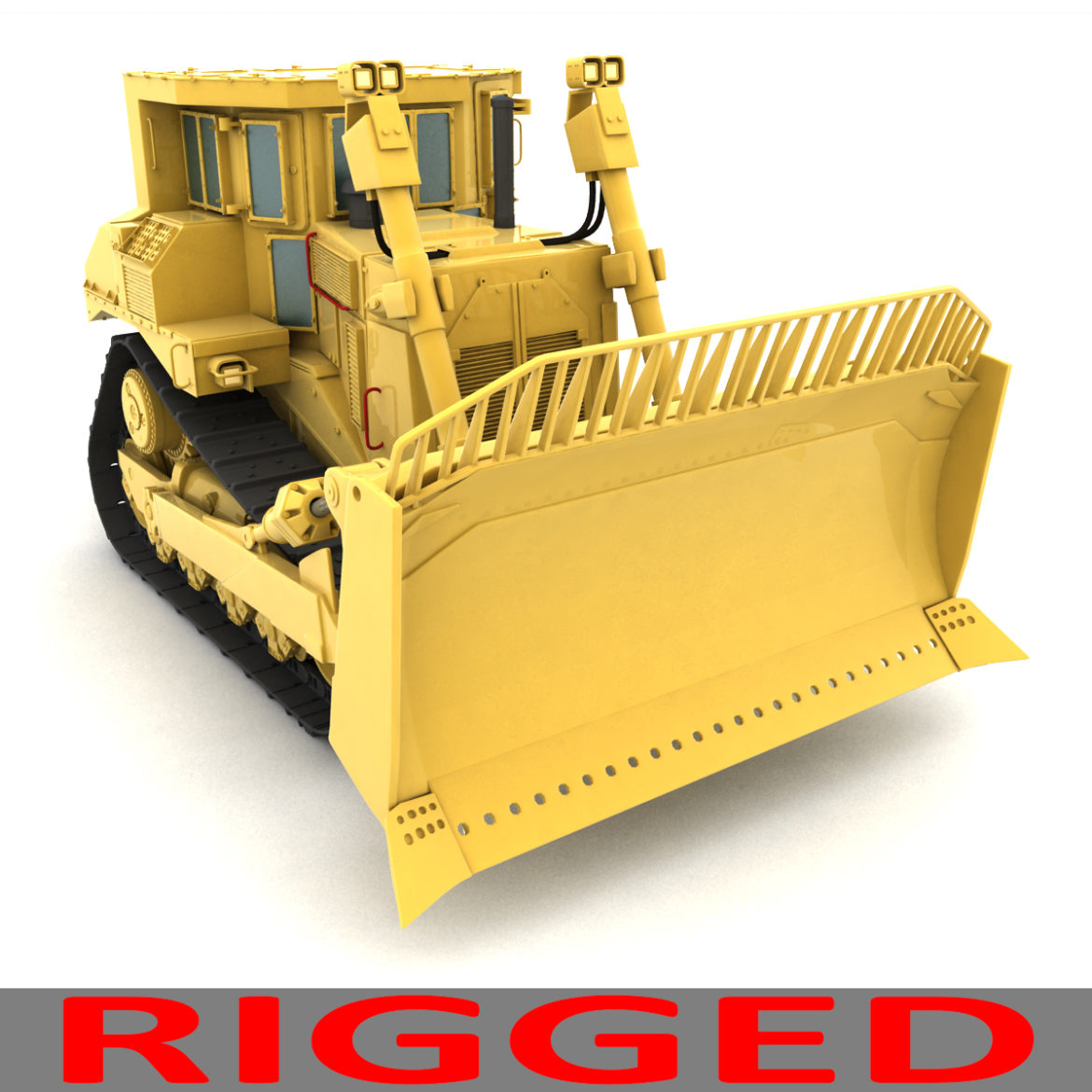 rigged bulldozer 3d model 3ds max fbx obj 293813
