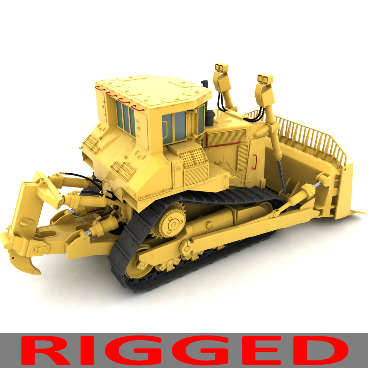 rigged bulldozer 3d model 3ds max fbx obj 293815