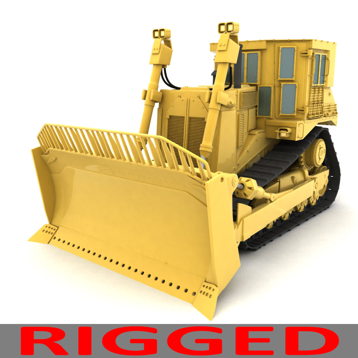 rigged bulldozer 3d model 3ds max fbx obj 293816