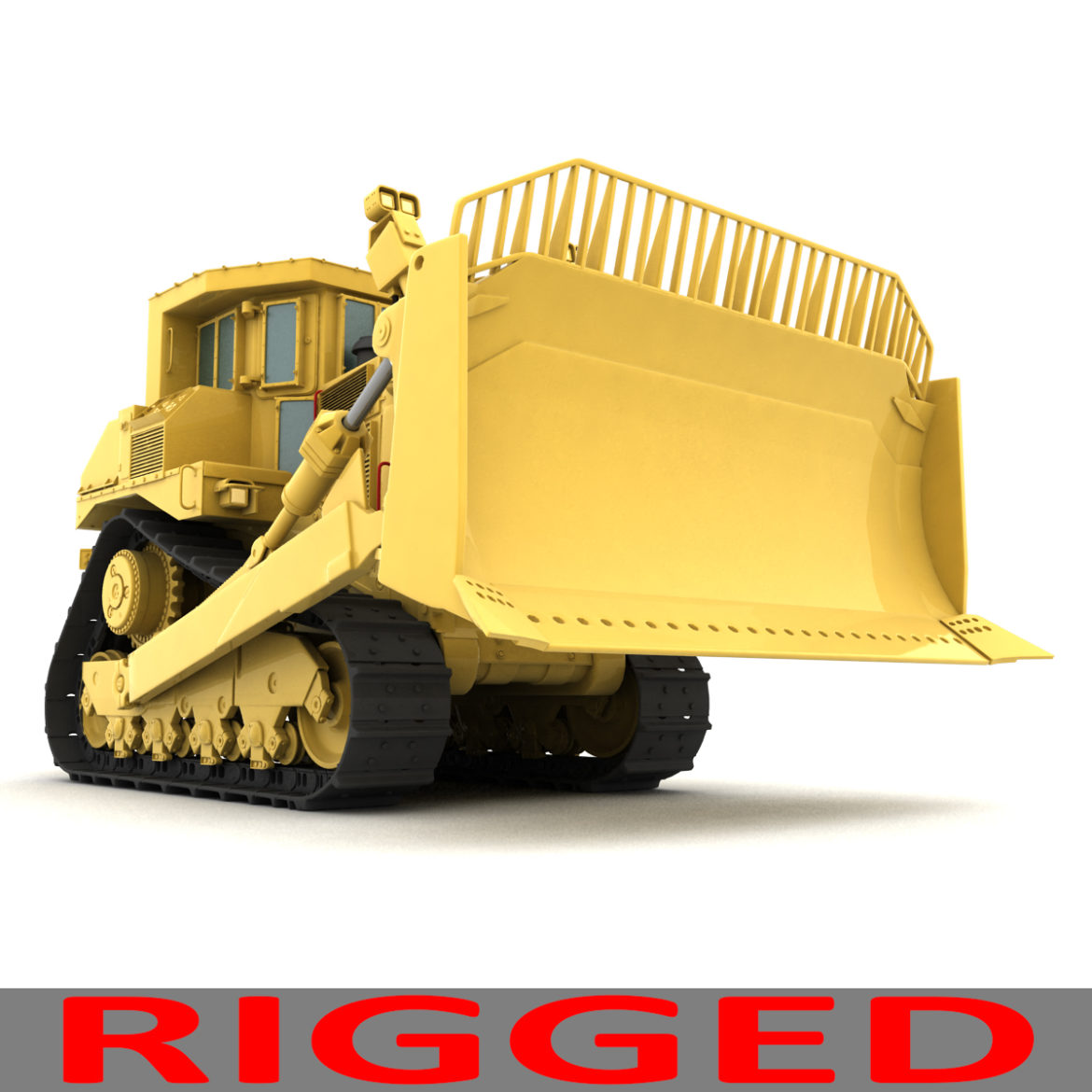 rigged bulldozer 3d model 3ds max fbx obj 293819
