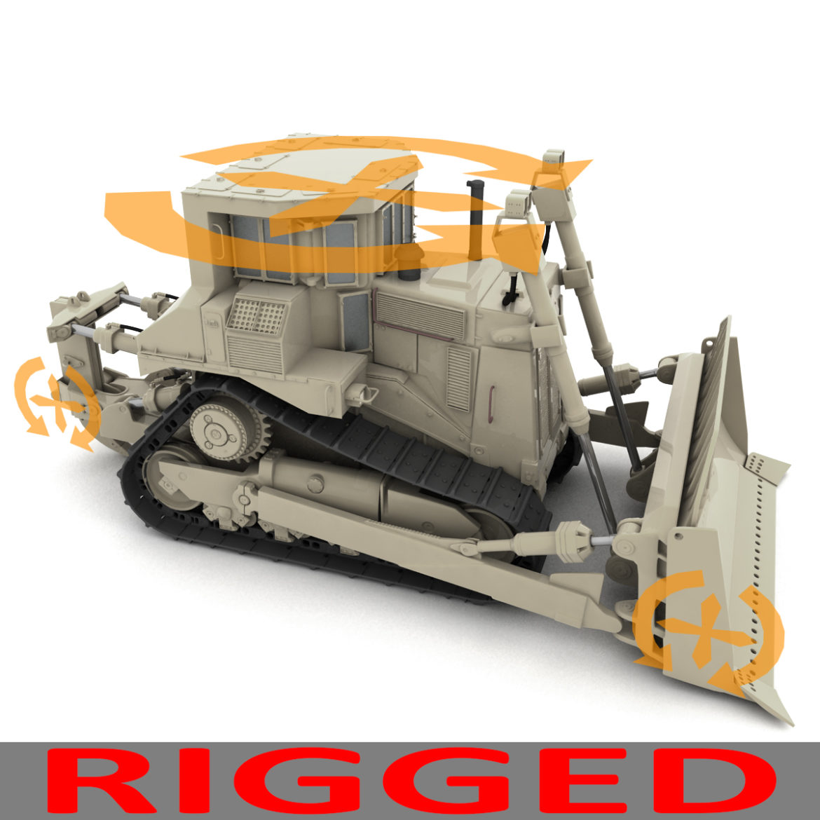 rigged bulldozer 3d model 3ds max fbx obj 293820