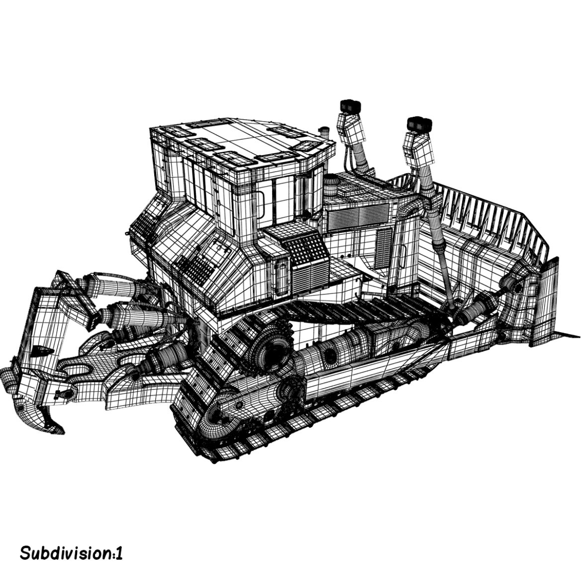 rigged bulldozer 3d model 3ds max fbx obj 293822