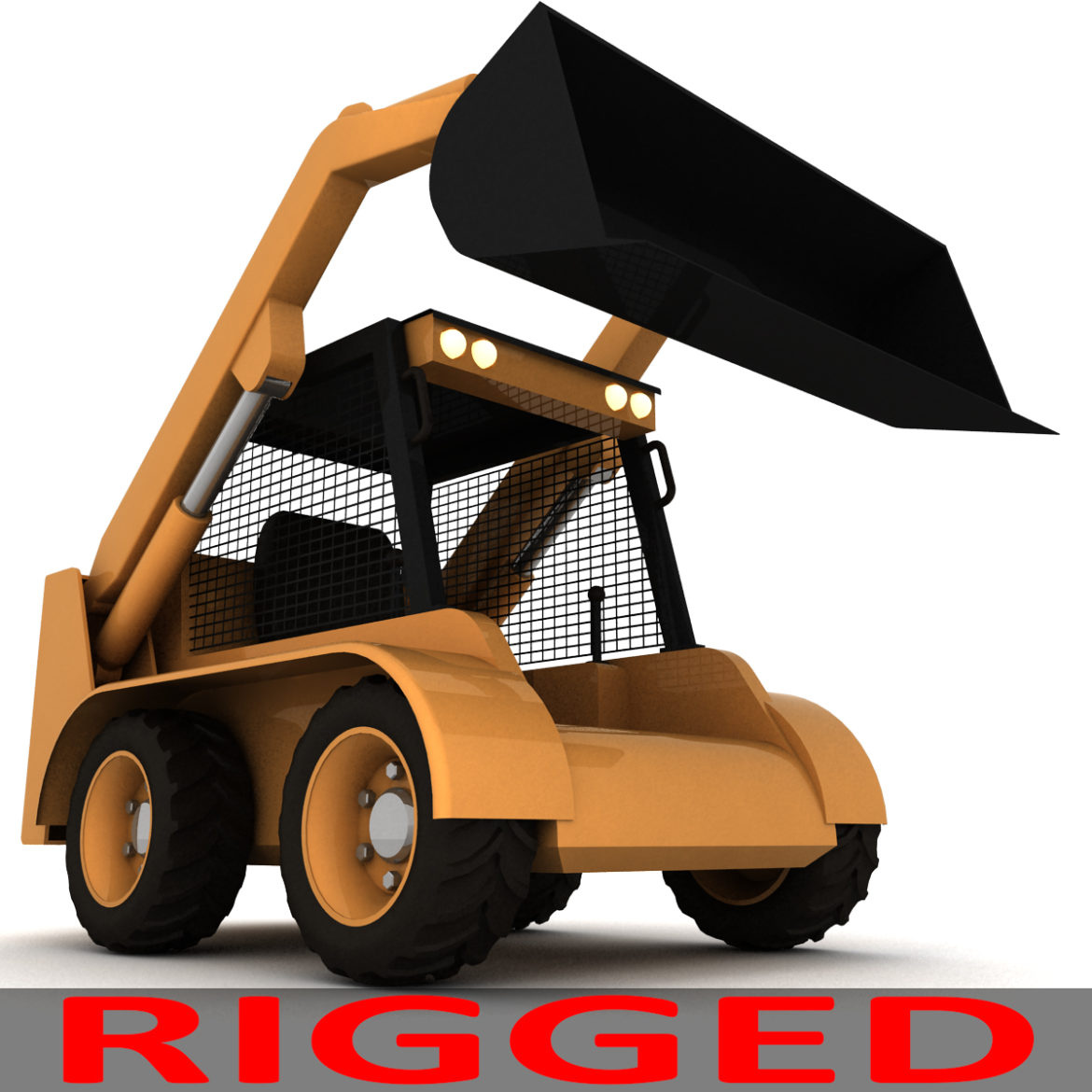 rigged bobcat – skid steer loader 3d model 3ds max fbx obj 293854
